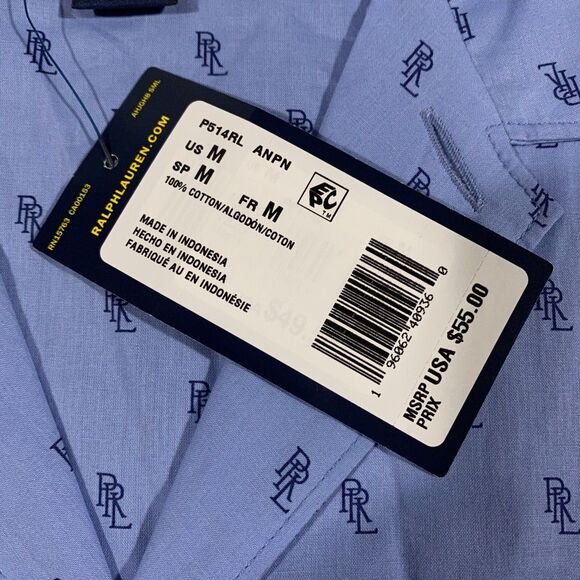 Polo Ralph Lauren All Over Print PRL Monogram Woven Pajama Shirt Adult Medium - Picture 9 of 16